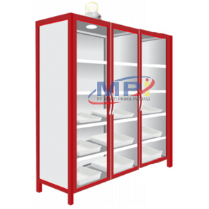 Steel Chemical Storage Cabinet, 3 Glass Doors
