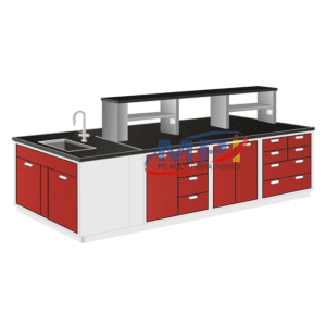 Steel Island Bench with Sink and Rack Meja Lab Ruang Tengah dengan Sink_Rack